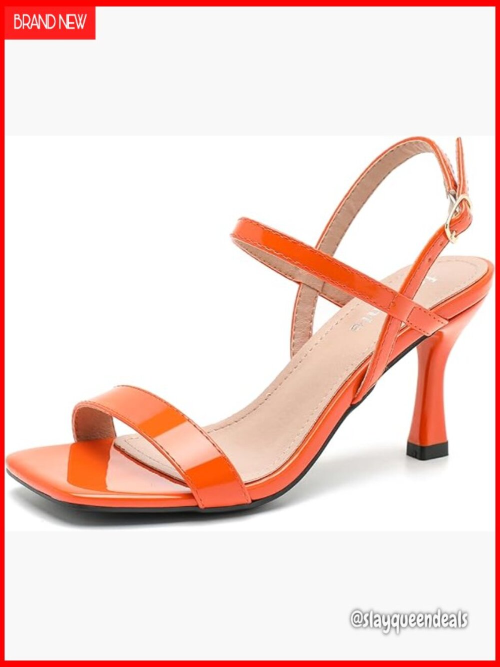 Strappy Kitten Heeled Sandals Square Open Toe Slingback Dress Shoes Summer - Picture 1 of 7